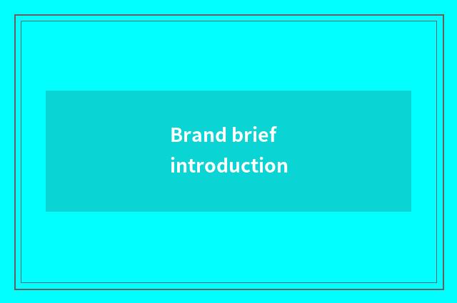 Brand brief introduction