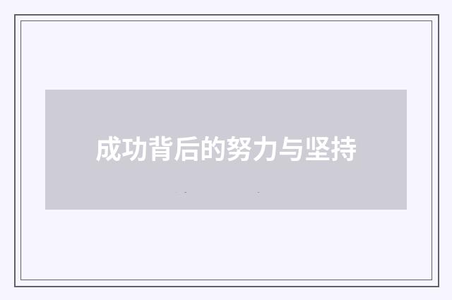 成功背后的努力与坚持