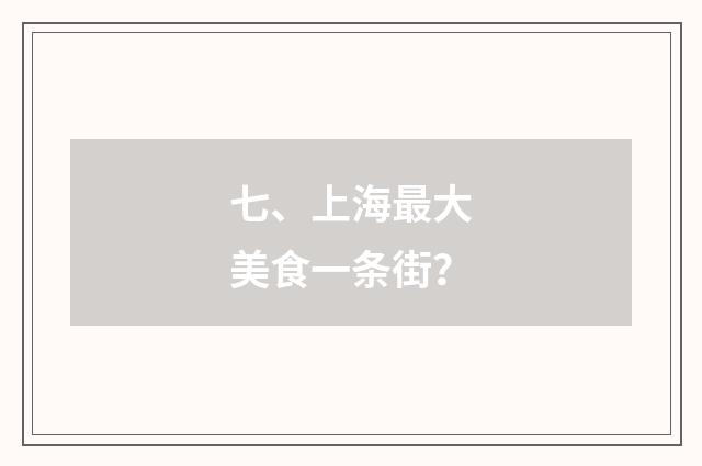 七、上海最大美食一条街？