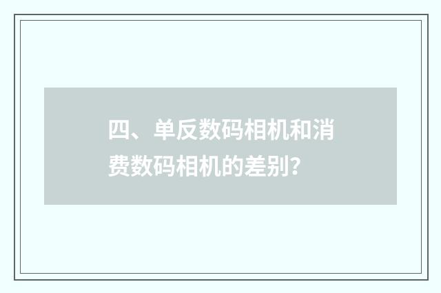 四、单反数码相机和消费数码相机的差别?