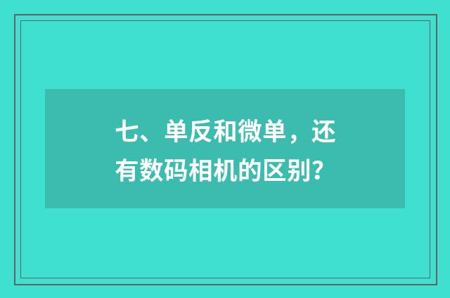 七、单反和微单，还有数码相机的区别？