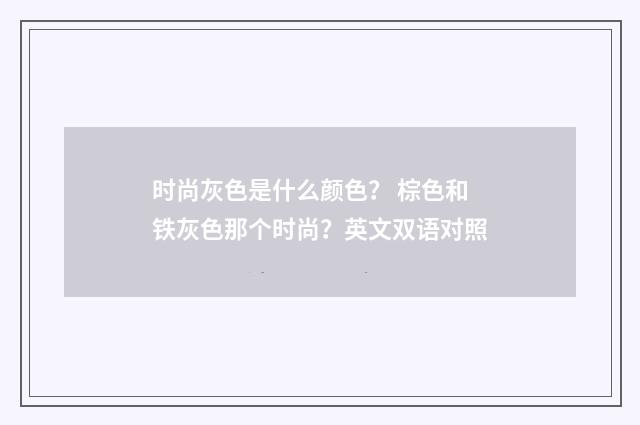 时尚灰色是什么颜色? 棕色和铁灰色那个时尚?英文双语对照