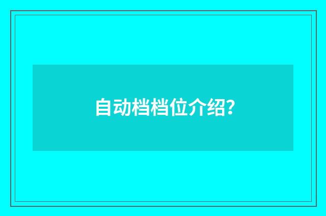 自动档档位介绍？