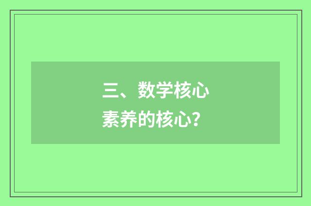 三、数学核心素养的核心？