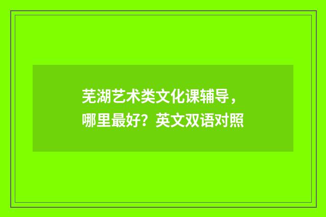 芜湖艺术类文化课辅导,哪里最好?英文双语对照