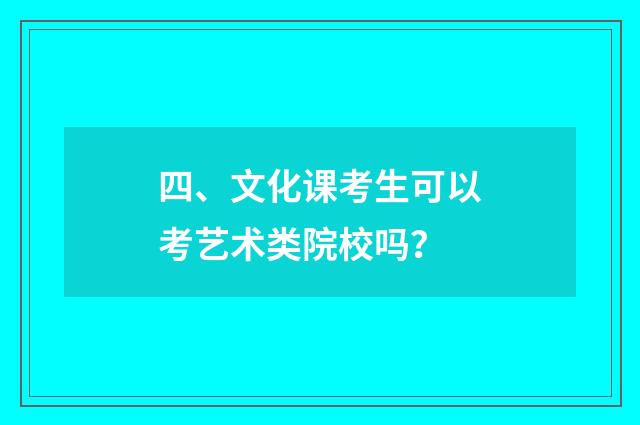 四、文化课考生可以考艺术类院校吗？