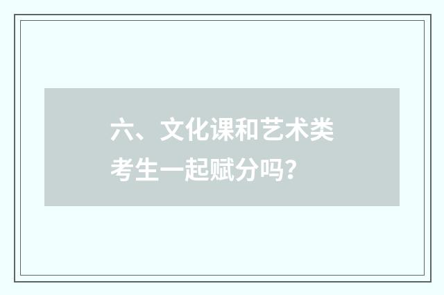 六、文化课和艺术类考生一起赋分吗？