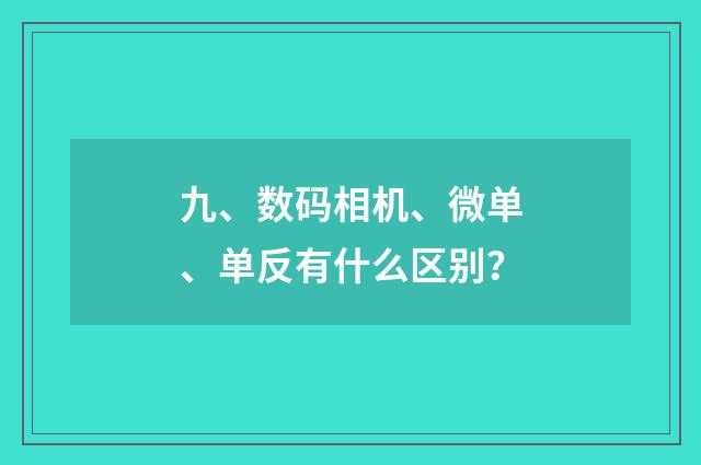 九、数码相机、微单、单反有什么区别?