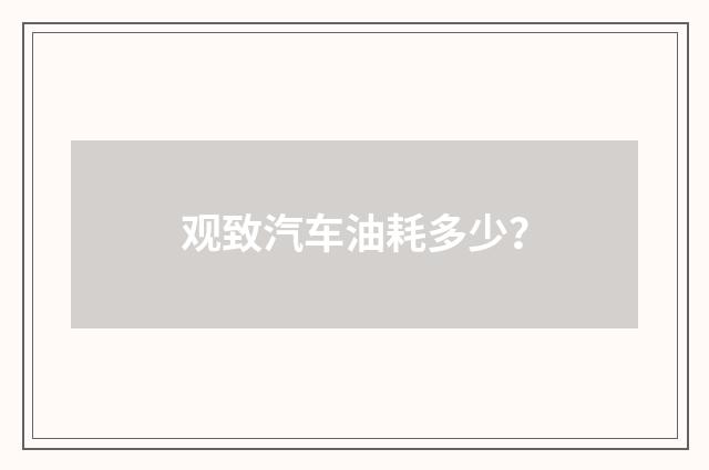 观致汽车油耗多少?