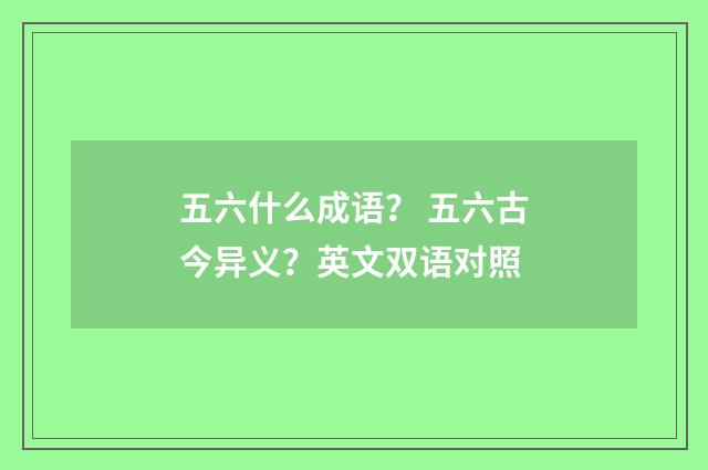 五六什么成语？ 五六古今异义？英文双语对照