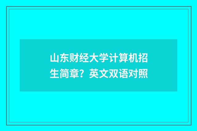 山东财经大学计算机招生简章?英文双语对照