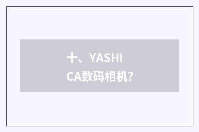 十、YASHICA数码相机？