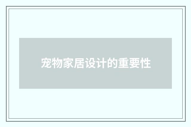 宠物家居设计的重要性