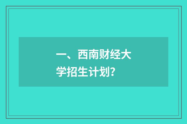 一、西南财经大学招生计划？