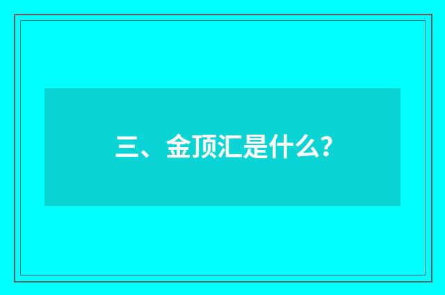 三、金顶汇是什么？