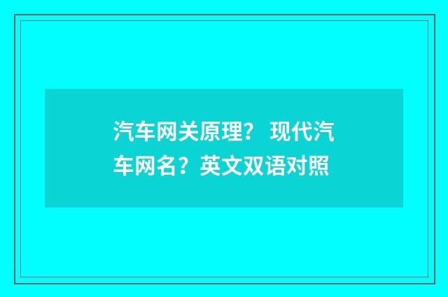 汽车网关原理? 现代汽车网名?英文双语对照