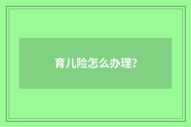 育儿险怎么办理？