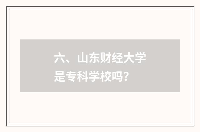 六、山东财经大学是专科学校吗?