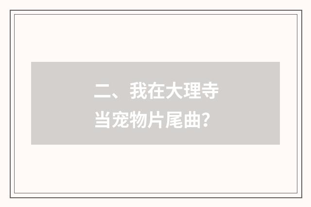 二、我在大理寺当宠物片尾曲?