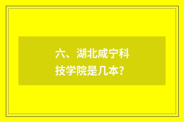 六、湖北咸宁科技学院是几本？