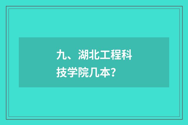 九、湖北工程科技学院几本?