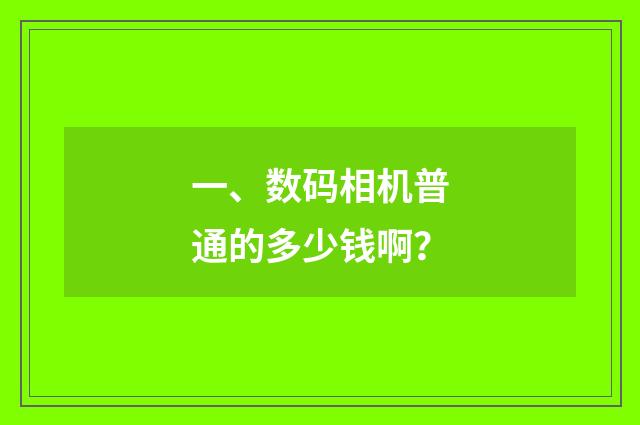 一、数码相机普通的多少钱啊？