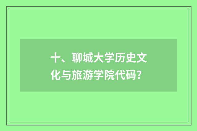十、聊城大学历史文化与旅游学院代码?