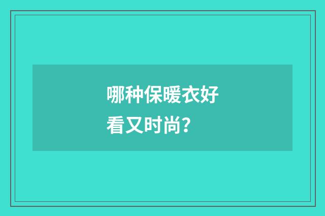 哪种保暖衣好看又时尚?