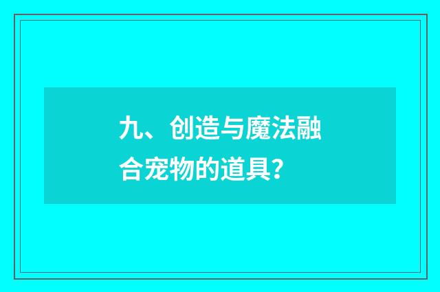 九、创造与魔法融合宠物的道具?