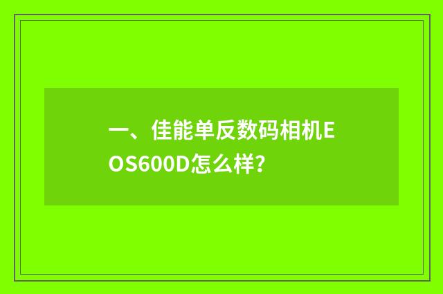 一、佳能单反数码相机EOS600D怎么样？