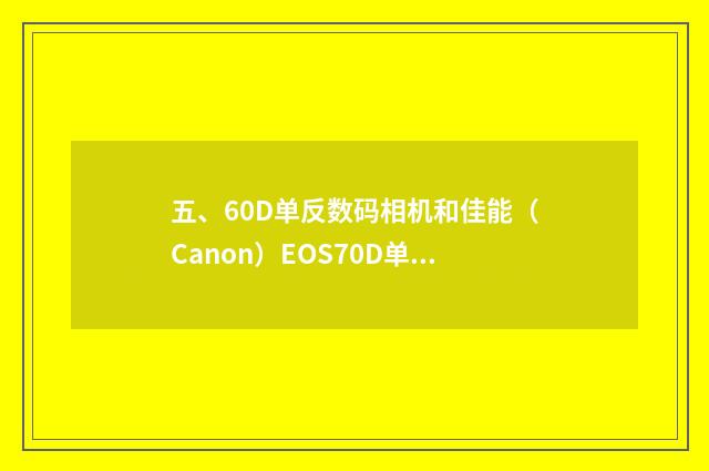 五、60D单反数码相机和佳能（Canon）EOS70D单反相机的区别？