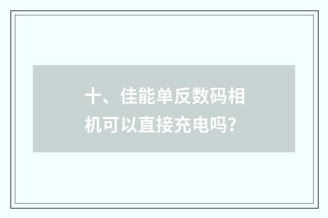 十、佳能单反数码相机可以直接充电吗？