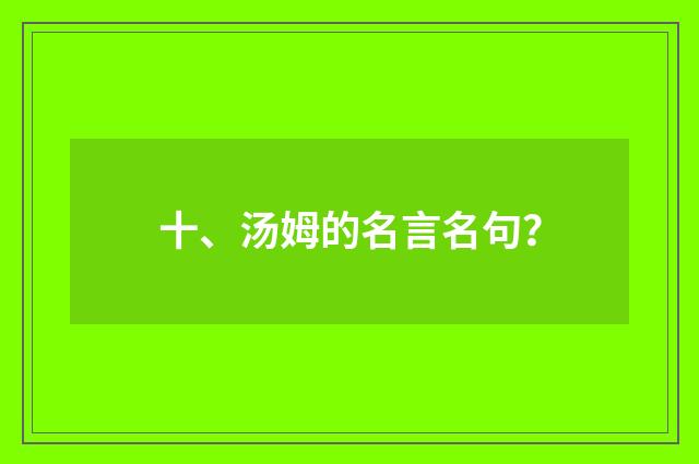 十、汤姆的名言名句？