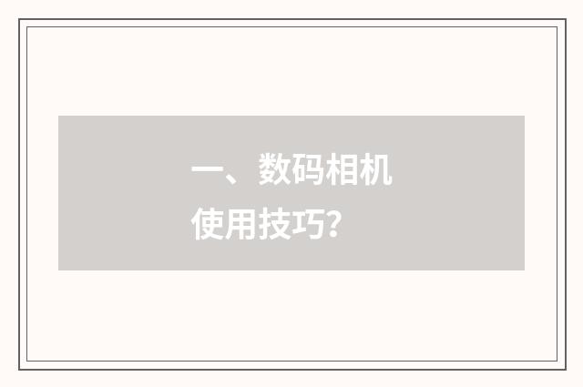 一、数码相机使用技巧？