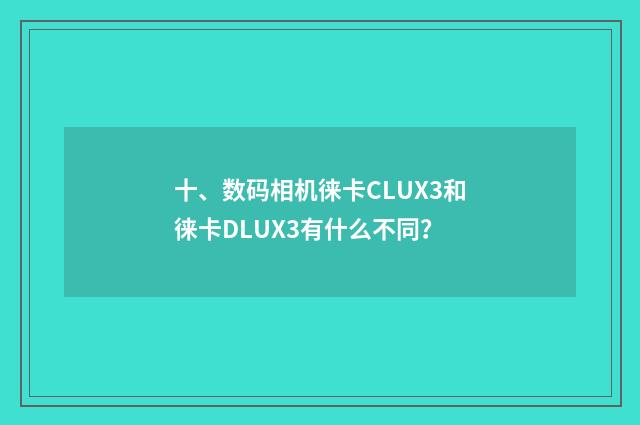 十、数码相机徕卡CLUX3和徕卡DLUX3有什么不同？