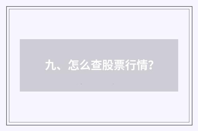 九、怎么查股票行情?