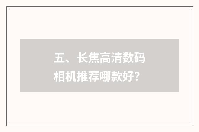 五、长焦高清数码相机推荐哪款好?