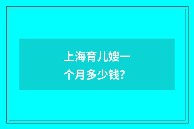 上海育儿嫂一个月多少钱?