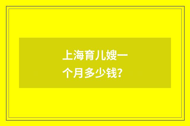上海育儿嫂一个月多少钱?