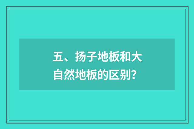 五、扬子地板和大自然地板的区别?