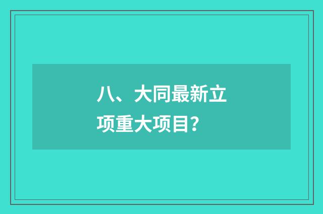 八、大同最新立项重大项目?