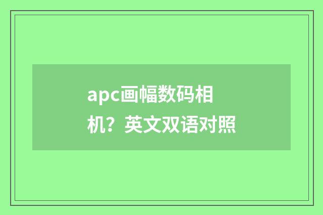 apc画幅数码相机？英文双语对照