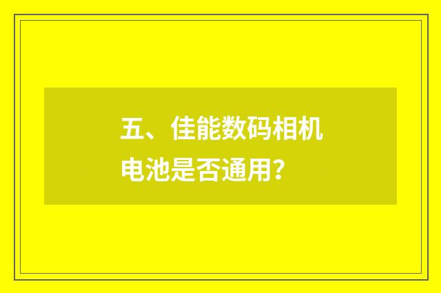 五、佳能数码相机电池是否通用?