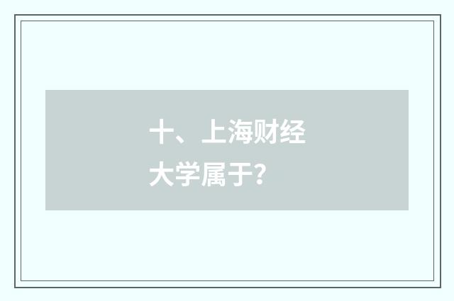 十、上海财经大学属于？