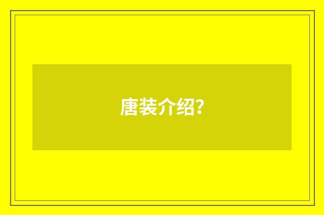 唐装介绍？