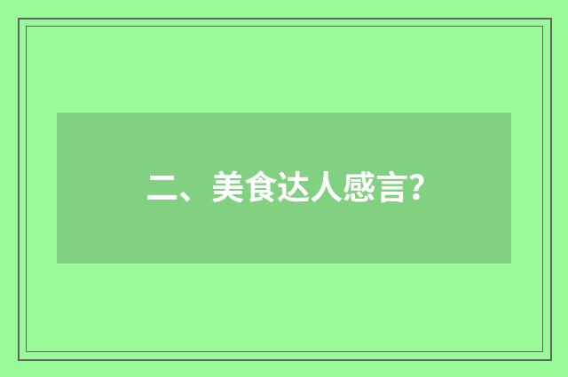 二、美食达人感言？