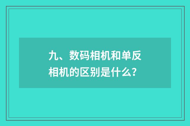 九、数码相机和单反相机的区别是什么？