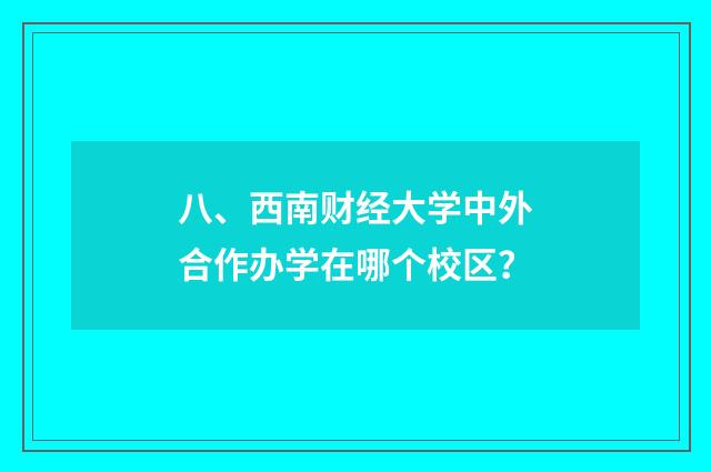 八、西南财经大学中外合作办学在哪个校区？
