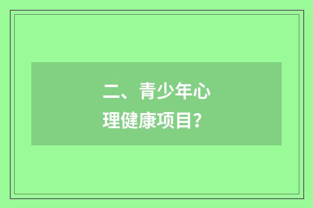 二、青少年心理健康项目?