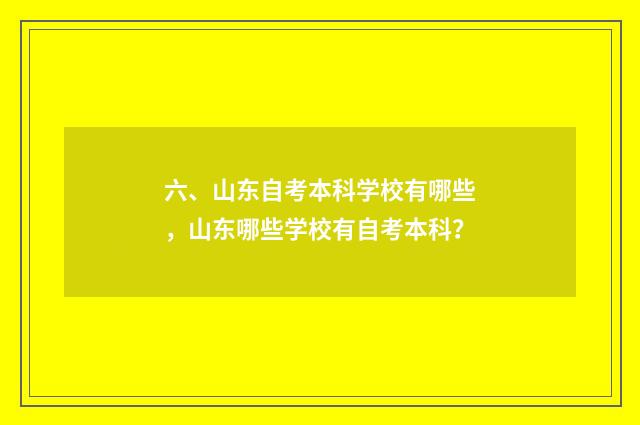 六、山东自考本科学校有哪些,山东哪些学校有自考本科?